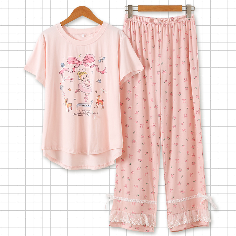 Summer Internet Celebrant New Cartoon Dancing Girl Pajamas Lace Short-sleeved Trousers Home Clothes suit Outer Wear Summer Internet Celebrant New Cartoon Dancing Girl Pajamas Lace Short-sleeved Trousers Home Clothes suit Outer Wear