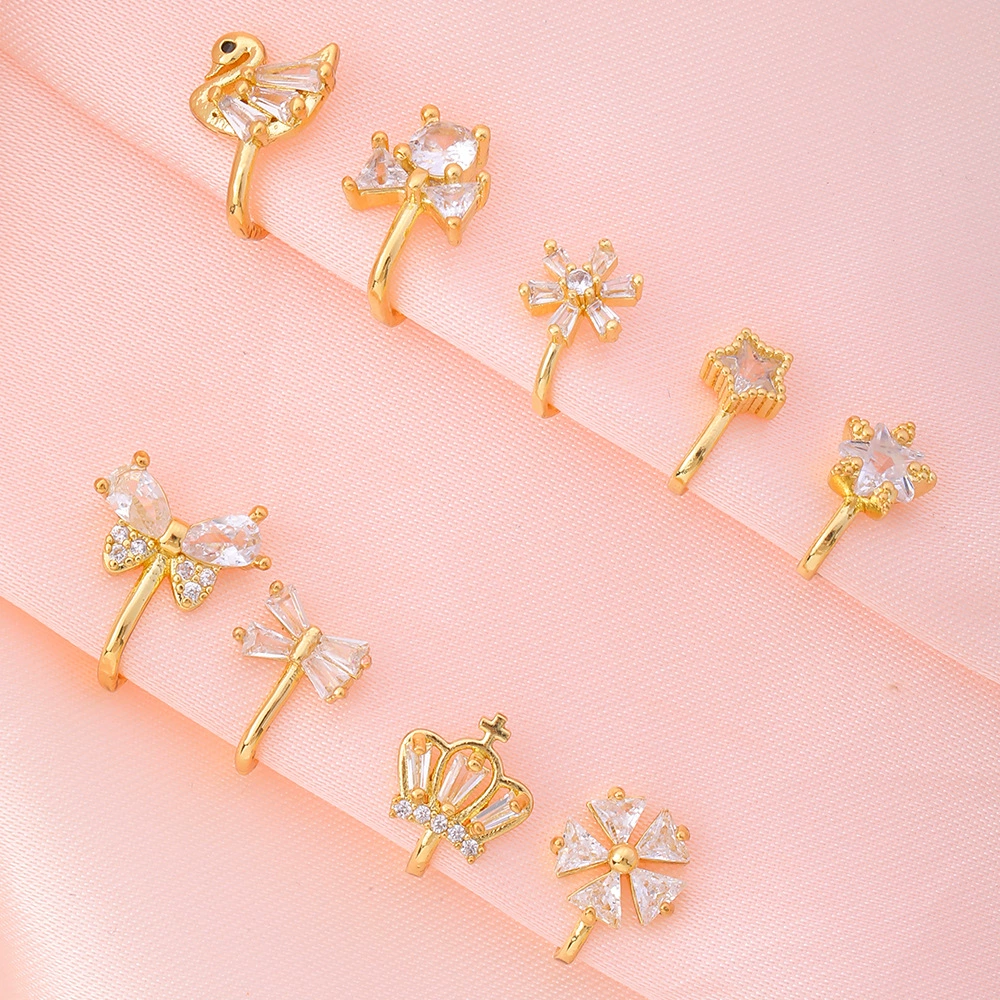 (Cross-border trading), nose piercing perforated, nose clip with zircon with butterfly, European style, Aliexpress
