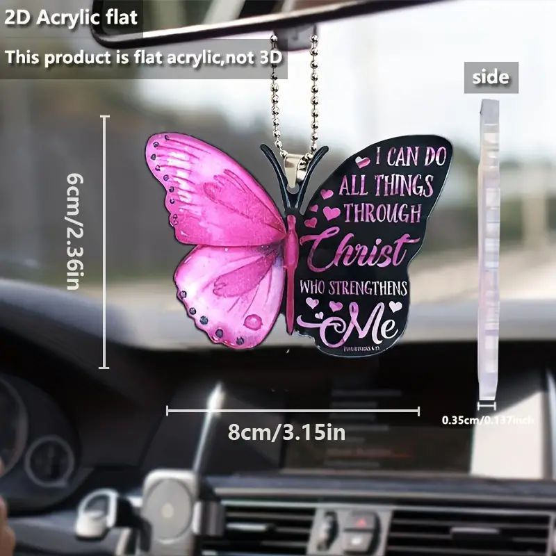 Nuevo cross-border creativo colorido mariposa plano espejo retrovisor decorativo acrílico llavero colgante colgante image 1
