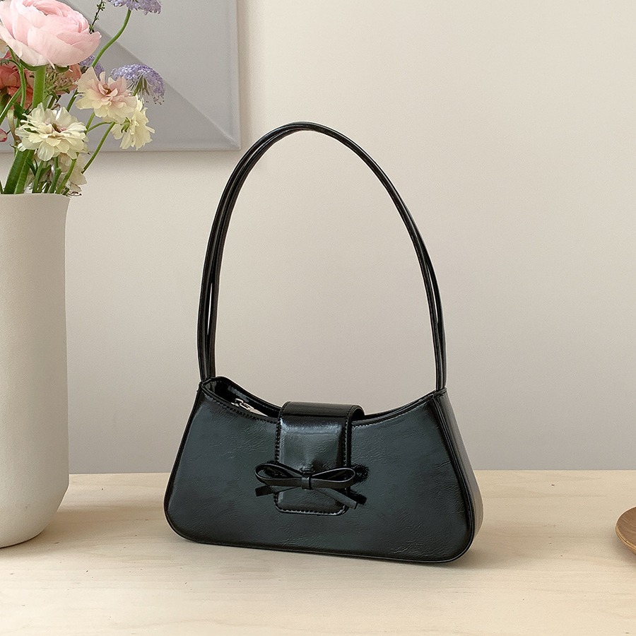 Borsa a tracolla singola rossa da donna 2024, nuova versione coreana, alla moda, minimalista, con fiocco sottobraccio_voghion.com