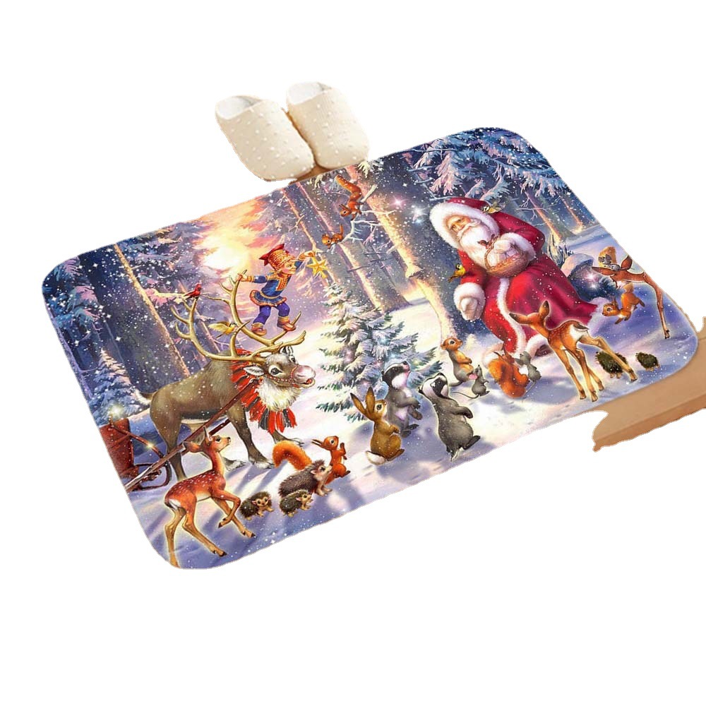 Transfronterizo nueva alfombra de Navidad patrón de comercio exterior de dibujos animados alfombra de piso para niños decoración de regalo de Año Nuevo estera de la puerta