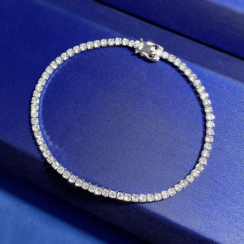 Wholesale Elegant Classic Style Round Sterling Silver Inlay Zircon Bracelets display picture 2