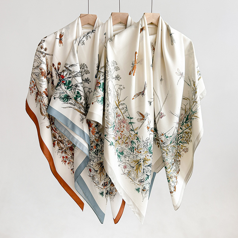 Modas simples flor floral impresión toallas cuadradas pequeñas frescas de alta calidad primavera y otoño delgada 130 toallas de tela de twill mujeres