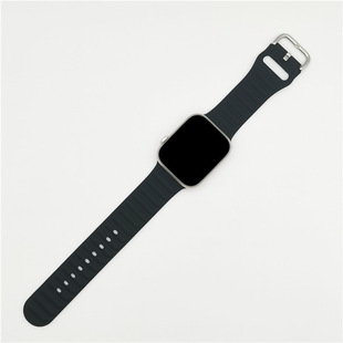 Suitable for Apple watch12345678 Generation se Sports Silicone Watch Band Single Color Solid Color Iron Buckle Strap