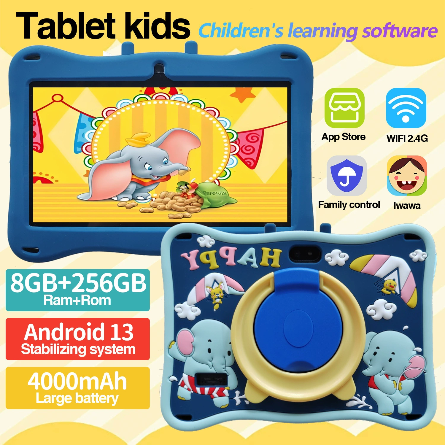Entertainment tablet flying elephant, universal teaching laptop for students, 7 inch, Android