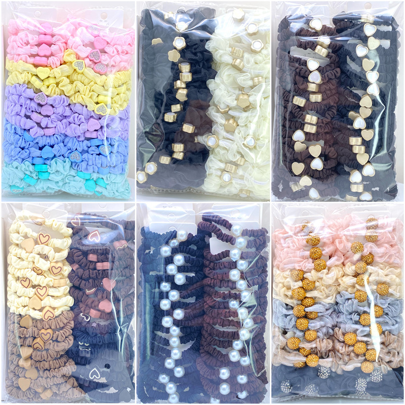 Orden tarjeta 4,0 gruesa pequeña TELA ESCOCESA intestino grueso banda de pelo de las mujeres banda de pelo banda de goma dos yuanes tienda de accesorios para el cabello al por mayor