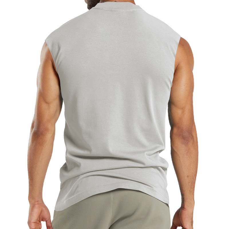2024 Summer New Kam Shoulder Large Men's Short Sleeve Button Pocket Sleeveless T-shirt_voghion.com
