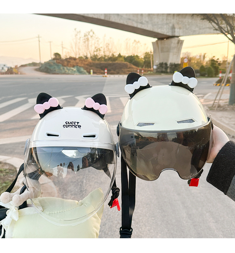 Helmet Decoration Ears Bow Cute Ski Helmet Accessories Electric Motorcycle Decor