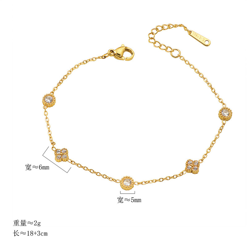 思琳 四叶草手链镀18k金轻奢精致简约镶钻钛钢手饰不掉色叠戴新款|undefined