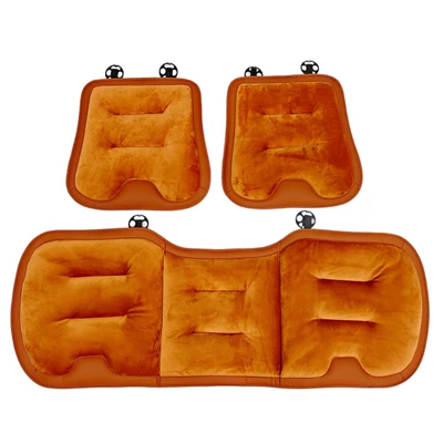 Soft Flannel Anti-Freeze Car Velvet – Universal seat cover - three-piece-set-of-front-and-rear-seat-cushions-emma-orange-general-car-model