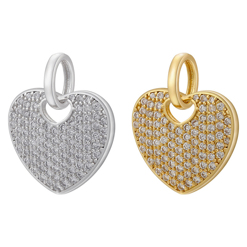 6g Weight Zircon Inlay Material 1 Piece Copper Zircon Heart Shape