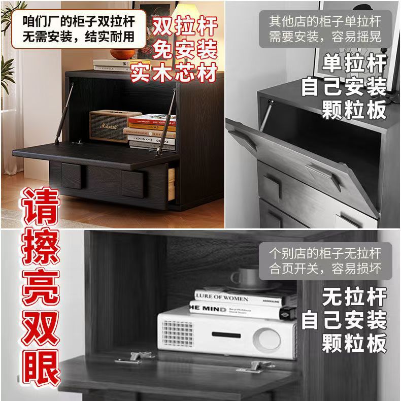 Mesa de té de madera sólida gabinete de televisión multifuncional estilo americano de pared armario de piso de lujo ligero de alto nivel