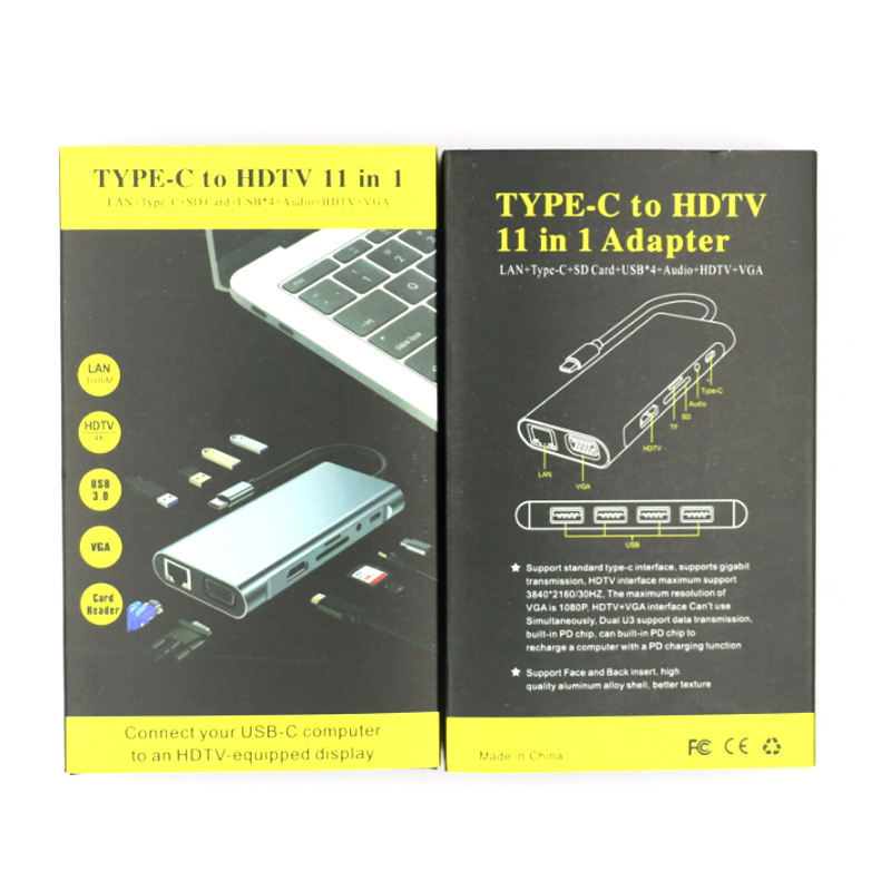跨境批发typec八合一拓展坞转HDMI网卡笔记本电脑扩展坞HUB集线器|undefined