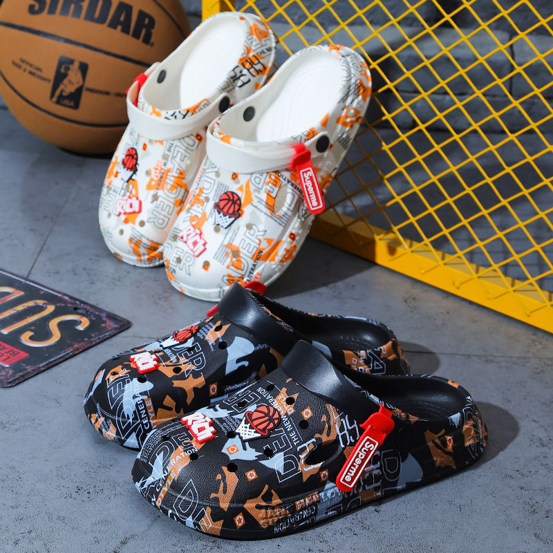 Zapatos con agujeros de camuflaje de coco 2025 nuevas sandalias zapatos de playa para hombres zapatos de viaje casuales sandalias Baotou para hombres