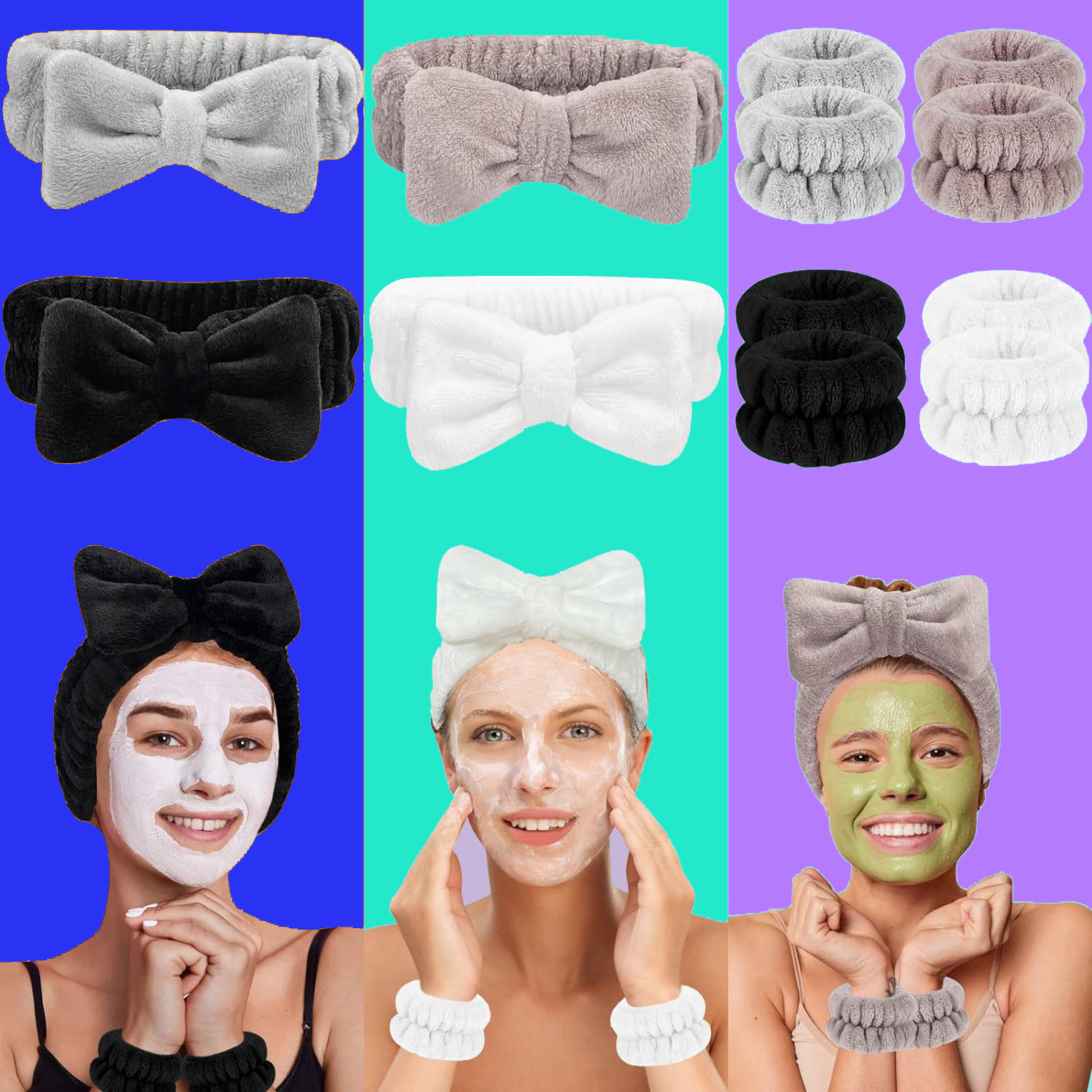 Solid color headband with bow