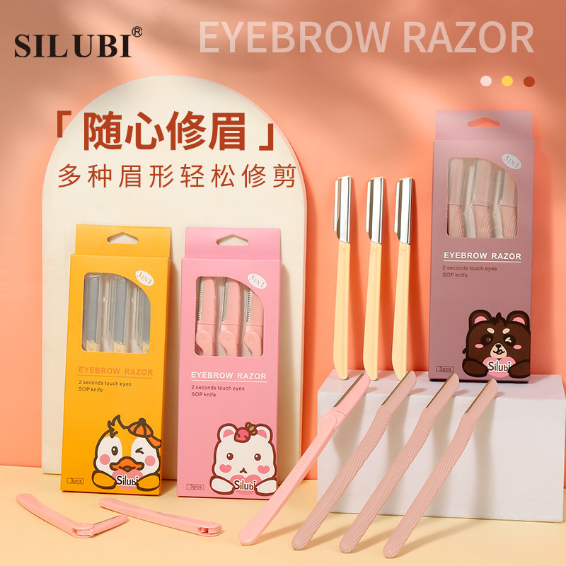 Slabi de tres piezas de CEJA que forma el cuchillo con red protectora modelo macro para hombres y mujeres novatos adecuado raspador de cejas al por mayor