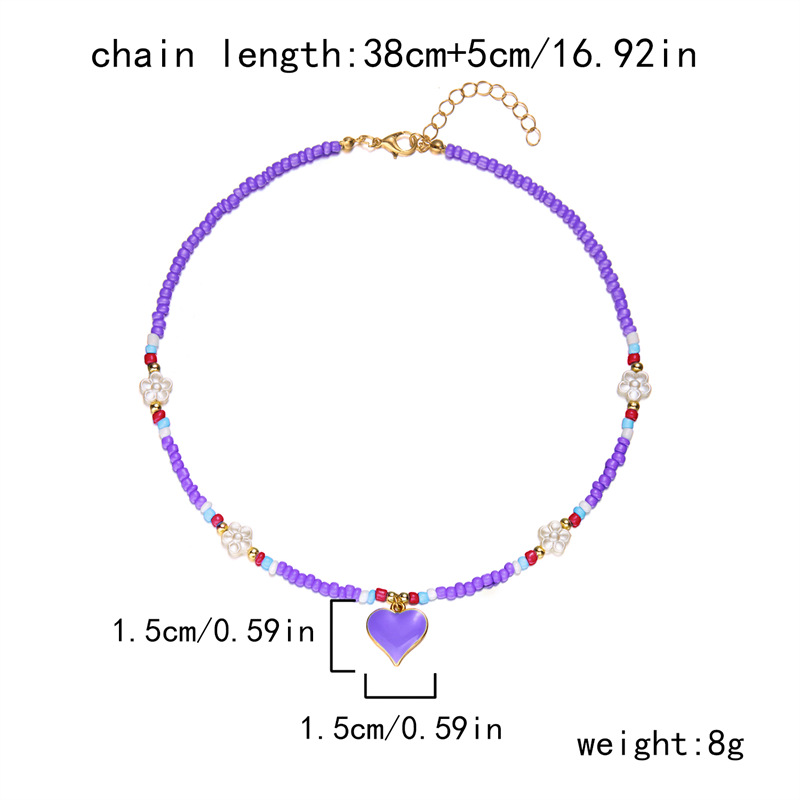 10g Weight Alloy Pendant Material Pendant Necklace Classification Seed Bead Chain Material Beaded Chain Chain Type 1 Piece Quantity Holiday, Daily Occasion Alloy, Seed Bead Material Flower Pattern All Seasons Season Women's Gender Vacation, Classic Style Style Vacation Classic Style Flower Alloy Seed Bead Beaded Chain Beaded Necklaces Wholesale 4