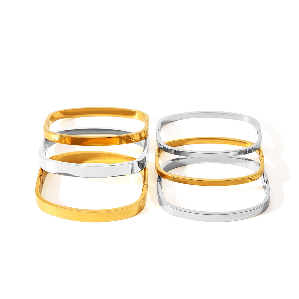 INS viento acero inoxidable oro real galvanoplastia espejo pulido personalidad cuadrado cuerpo ligero pulsera para mujer pulsera fábrica al por mayor