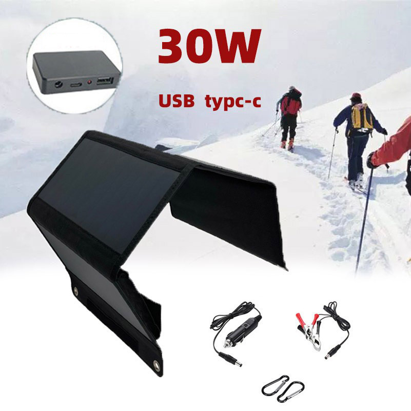SUNPOWER 30W太阳能折叠包 太阳能电池板快充户外 应急电源亚马逊