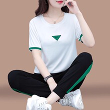 女士运动套装女夏季薄款2025新款时尚洋气中年妈妈跑步短袖两件套