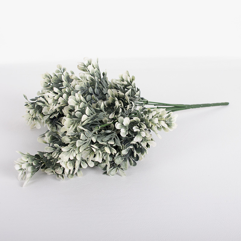 Plantas verdes falsas, decoración de paredes, hojas de plantas de simulación, arreglos florales de pared de fondo, 7 cabezas, lavanda de perilla