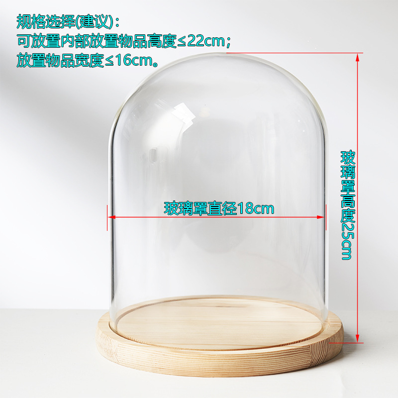 Cubierta cilíndrica de vidrio transparente sin lámpara de madera de estilo inmortal cubierta de polvo de flores hecha a mano decoración creativa de escritorio de bloques