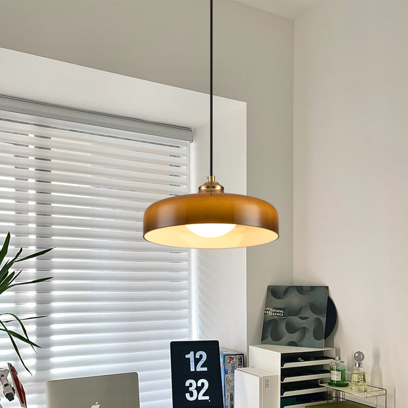 Simple vidrio de colores nórdico lámpara de mesa de comedor dormitorio medieval lámpara de cabecera balcón porche lámpara de mesa de comedor