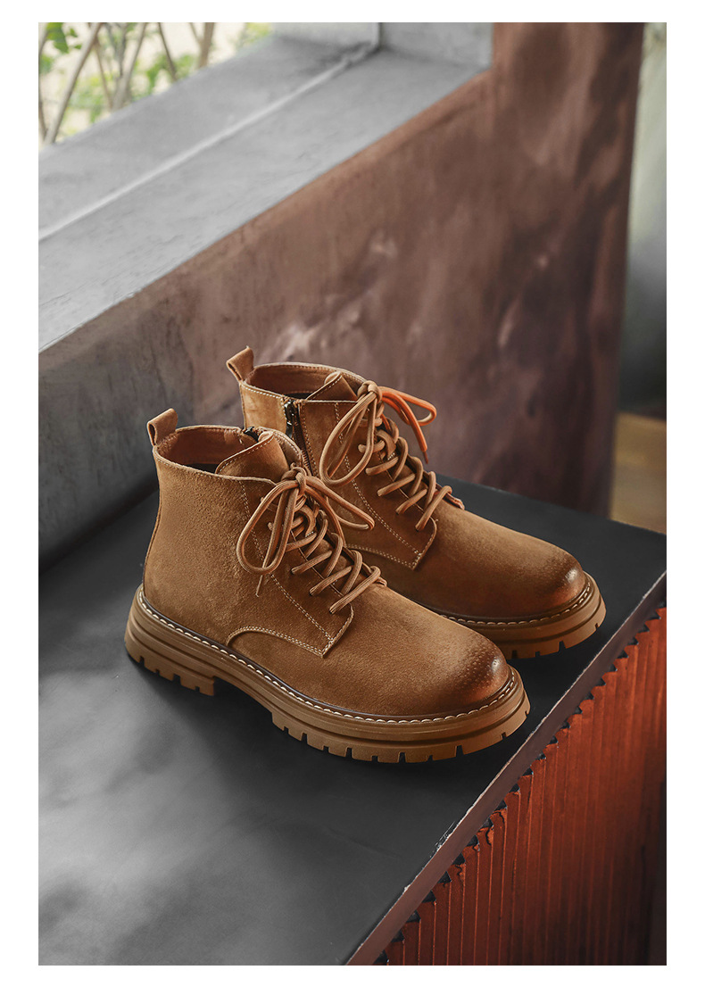 Nouvelles bottes courtes tendance d'automne, grandes bottes jaunes assorties, bottes de travail pour hommes, chaussures pour hommes_voghion.com