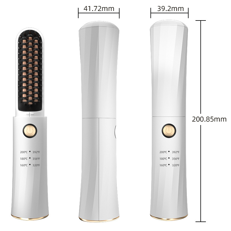 Peine Alisador de Cabello con Iones Negativos Transfronterizo, Rizador de Doble Uso, Plancha de Cabello Inalámbrica, Mini Peine Eléctrico, Peine Alisador de Cabello al por Mayor