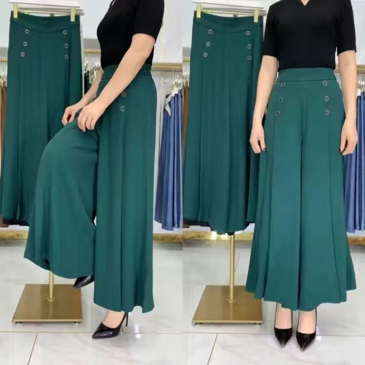 Loose Waist Pant Skirt Women's Fashion High Waist Large Size Draping Wide Leg Pants Summer Thin Solid Color All-match Straight Pants Women