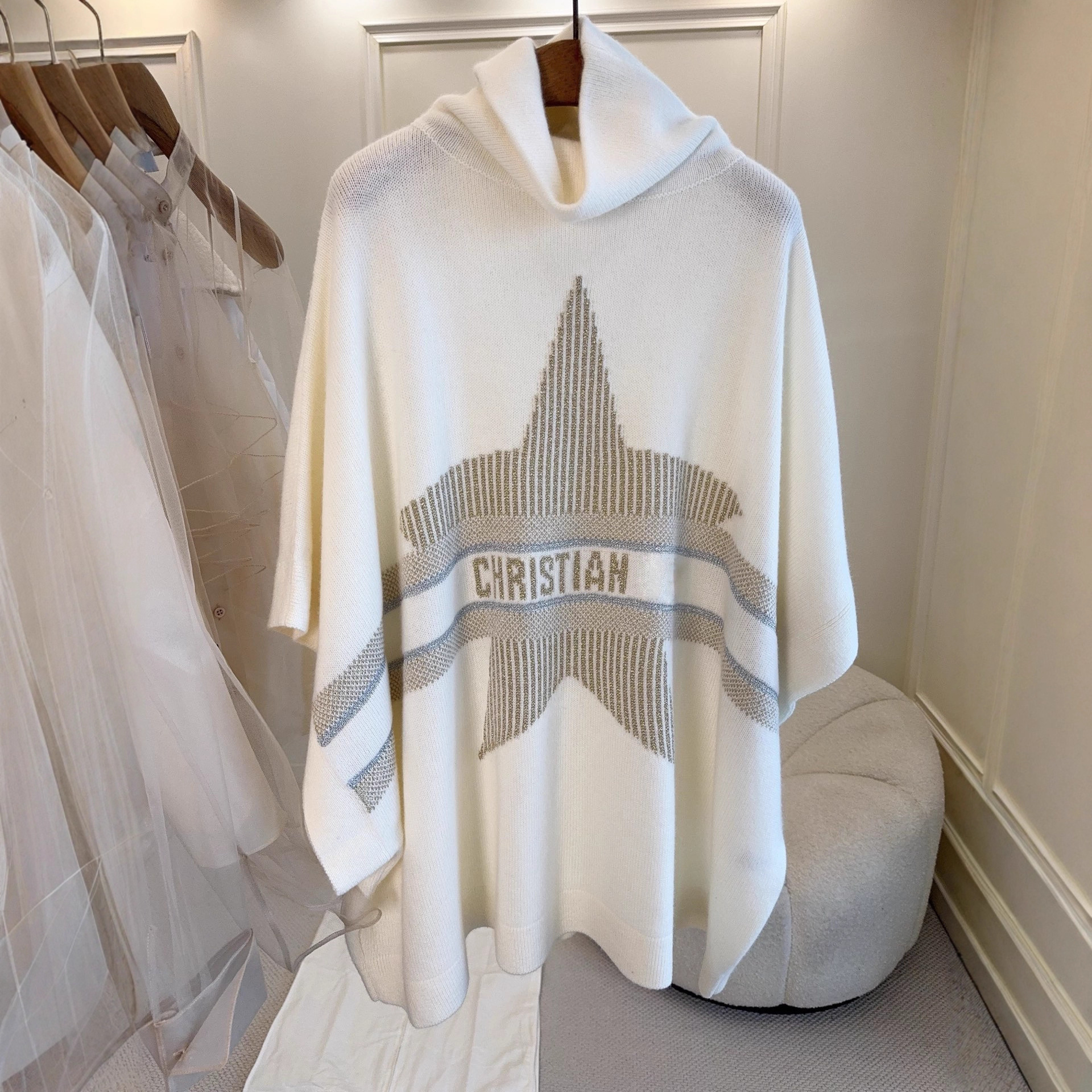 Non-Market Goods~Shenzhen Nanyou High-End Women's European-Style High-Neck Wool Sweater with Five-Pointed Star and Three-Quarter Sleeves for Winter