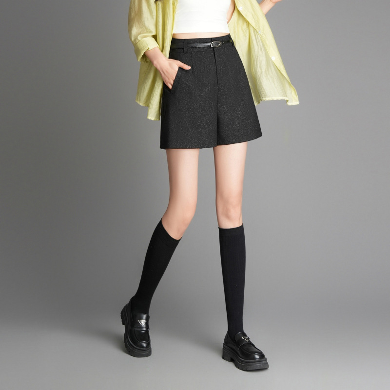 Brand Store High-Waisted Slimming A-Line Wide-Leg Shorts for Women, New Spring/Summer Casual Pants, European and American Fashion Style Boot Shorts