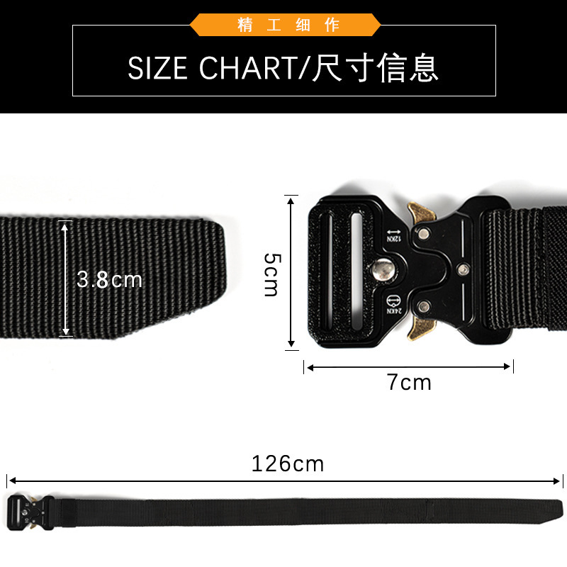 3.8 Cinturón táctico de cobra ancho de nylon imitado cinturón funcional militar de hombre cinturón multifuncional de combate al aire libre cinturón