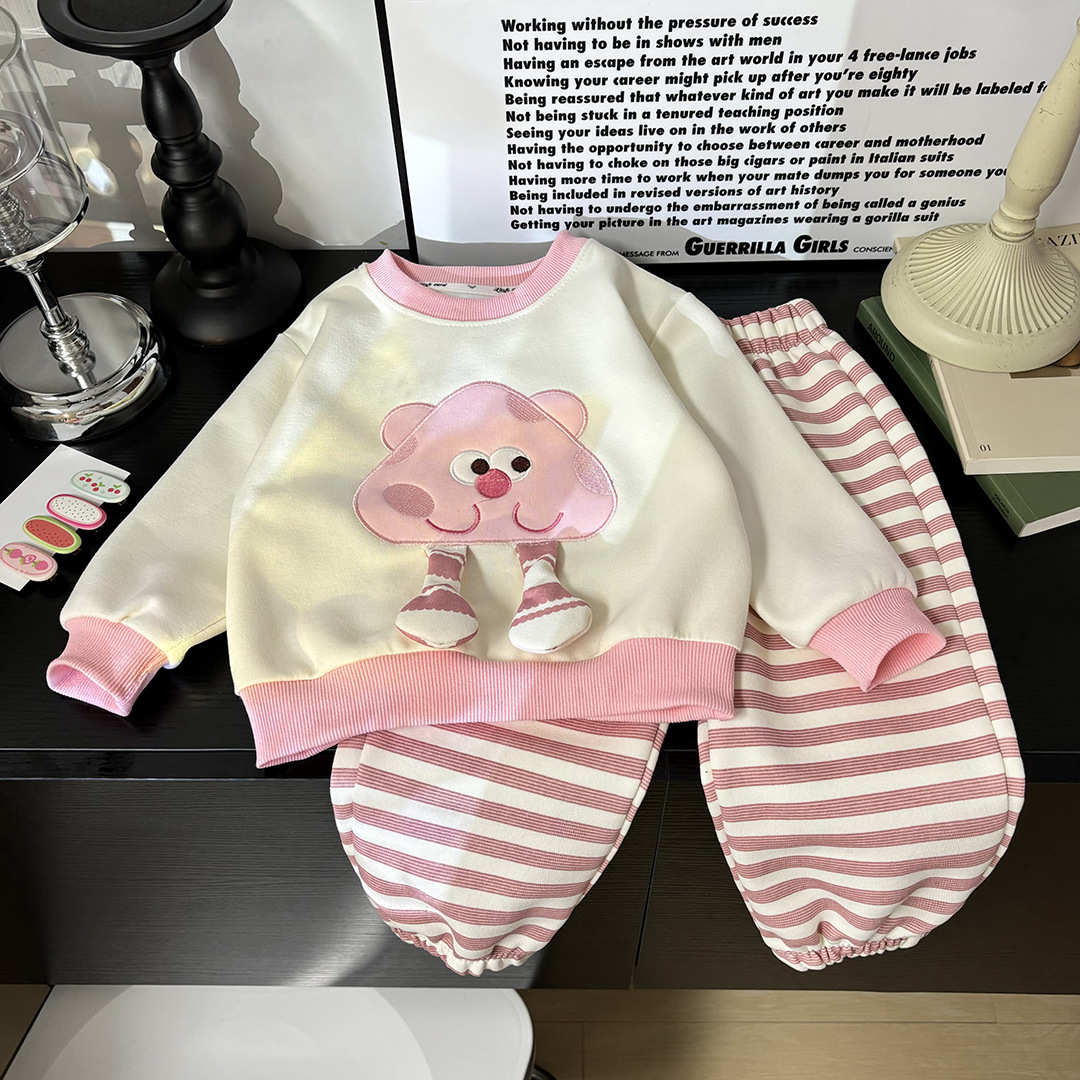 Suéter de niñas set de otoño 2024 nuevo estilo para niños estilo extranjero moda ropa de bebé casual de dos piezas set de primavera y otoño