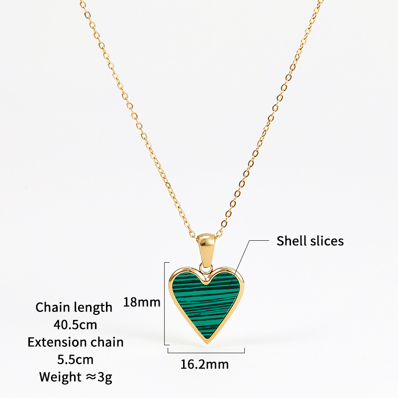 Wholesale Fashion Heart Shape Stainless Steel Inlay Shell Earrings Necklace display picture 2