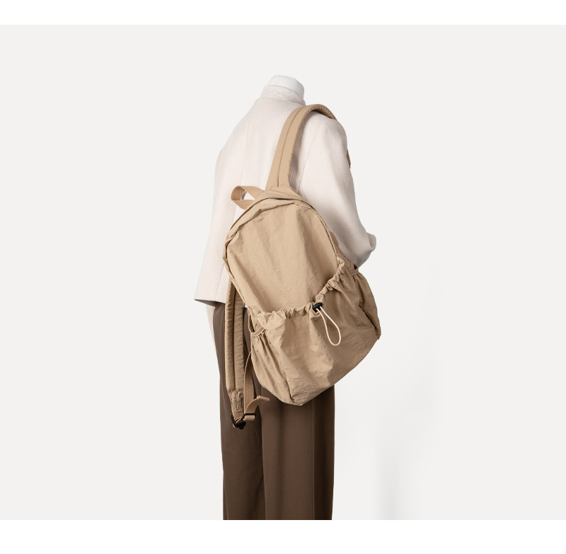 Koreanische Nische Instagram wasserdichter Nylongewebe-Rucksack mit Kordelzug für Damen, vielseitig, leicht, große Kapazität für Studenten_voghion.com