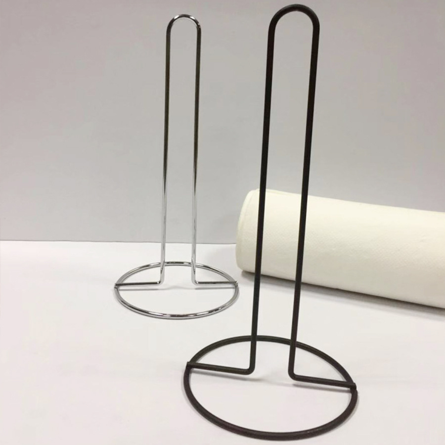 Estante de toallas de cocina de hierro forjado mesa de comedor estante de papel enrollado negro plástico por pulverización nórdico simple estante de almacenamiento de película de envoltura