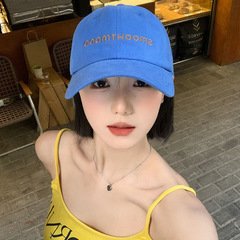 字母刺绣蓝色棒球帽女2025年春新款韩版显脸小帽子高品质鸭舌帽潮