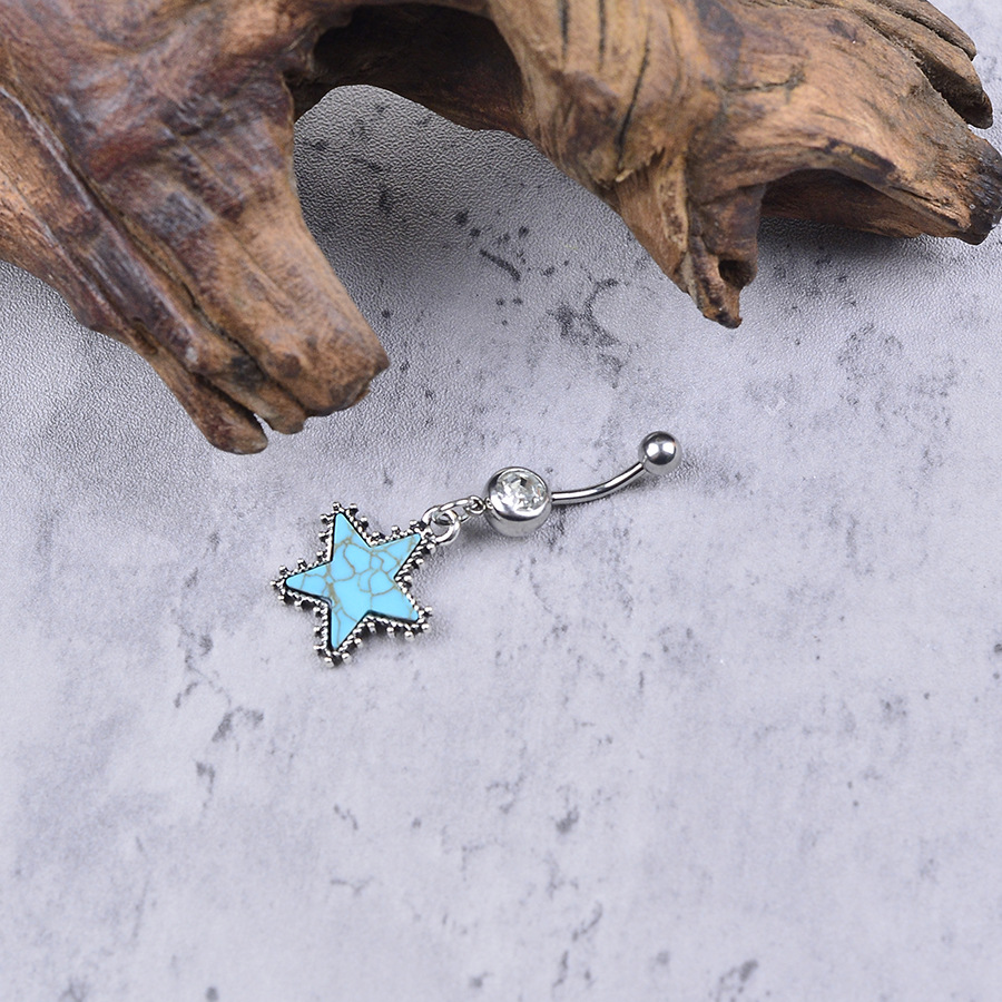 Turquoise Piercing Navel Ring Creative Retro Bullhead Cactus Style_voghion.com