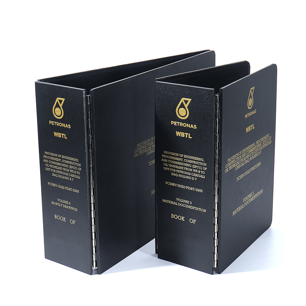 PU皮质封面文件夹 布料样品活页册 黑色大容量办公资料档案收纳册