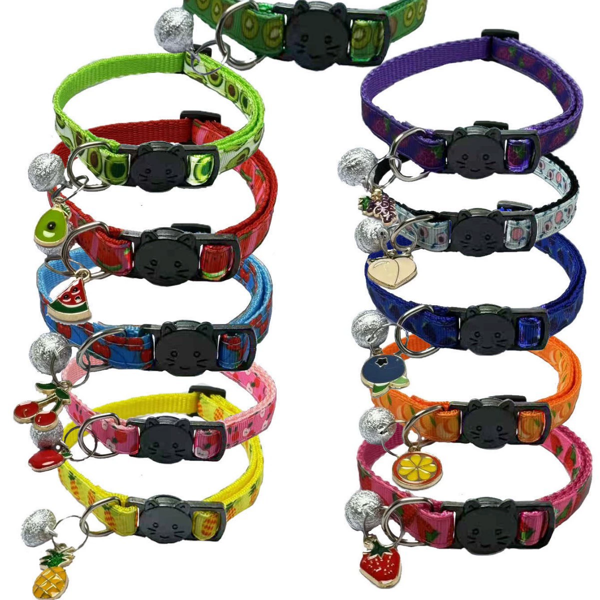 24 новых домашних животных лент фруктовый ошейник для кошек с фруктовыми аксессуарами колокольчики для домашних животных ошейник завод в наличии