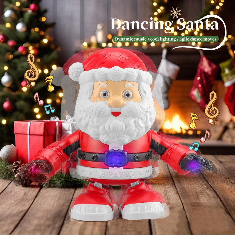 Nuevos juguetes de Navidad transfronterizos danza eléctrica Papá Noel niños creativos regalos de luces y música robot