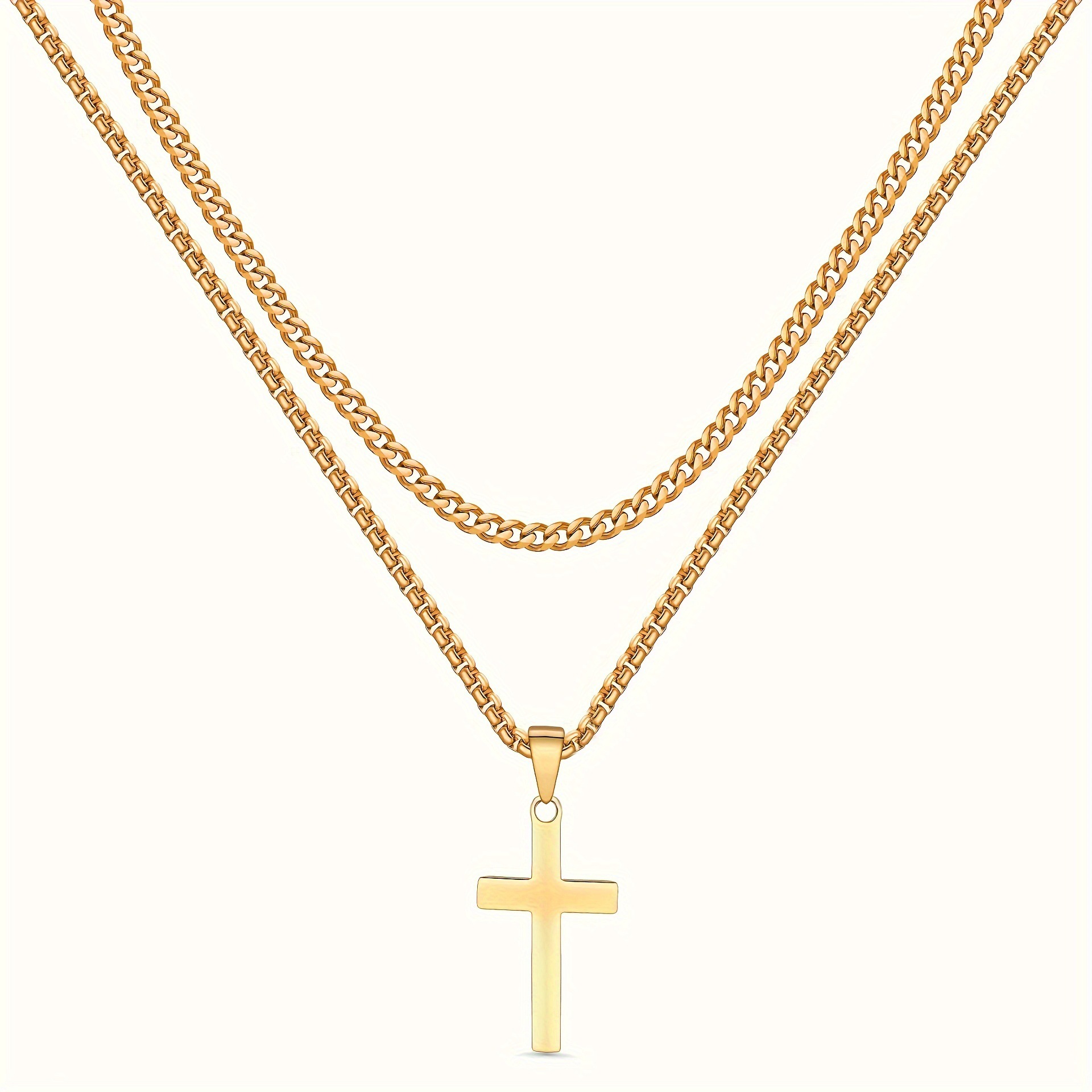 Heißer Verkauf Titan Stahl Doppelschicht Kreuz Anhänger Halskette Für Männer Drachenknochen Geflochtene Basketball Kette Gleichen Stil_voghion.com