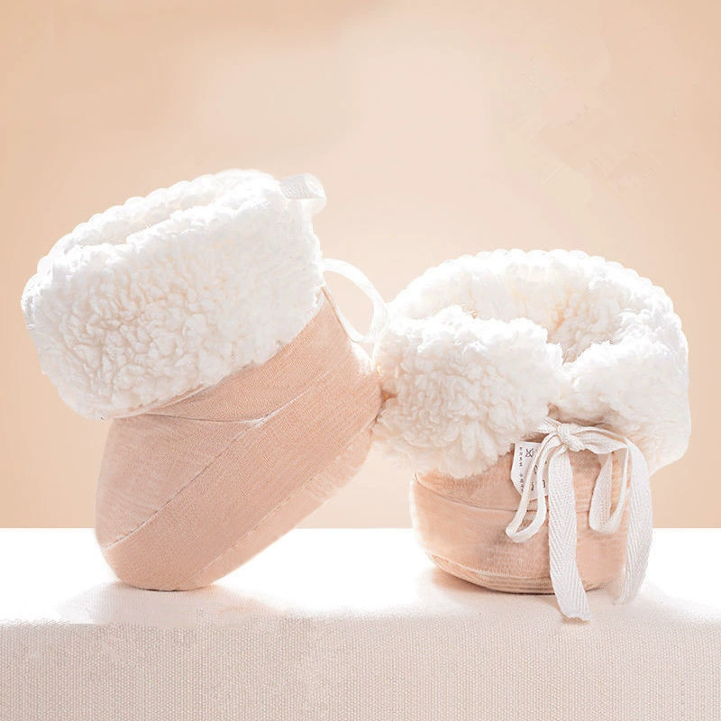 Осенне-зимняя мягкая подошва 0 малышей не отваливается на флисовой подкладке, толстая теплая зимняя хлопковая обувь для мальчиков и девочек для новорожденных, 1 год
