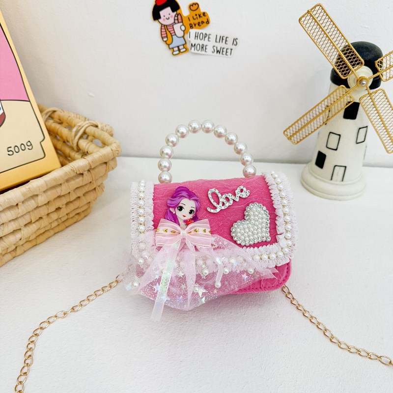 Nuevo bolso infantil niña princesa hombro mochila perla de dibujos animados bolsos accesorios bolsos de cambio