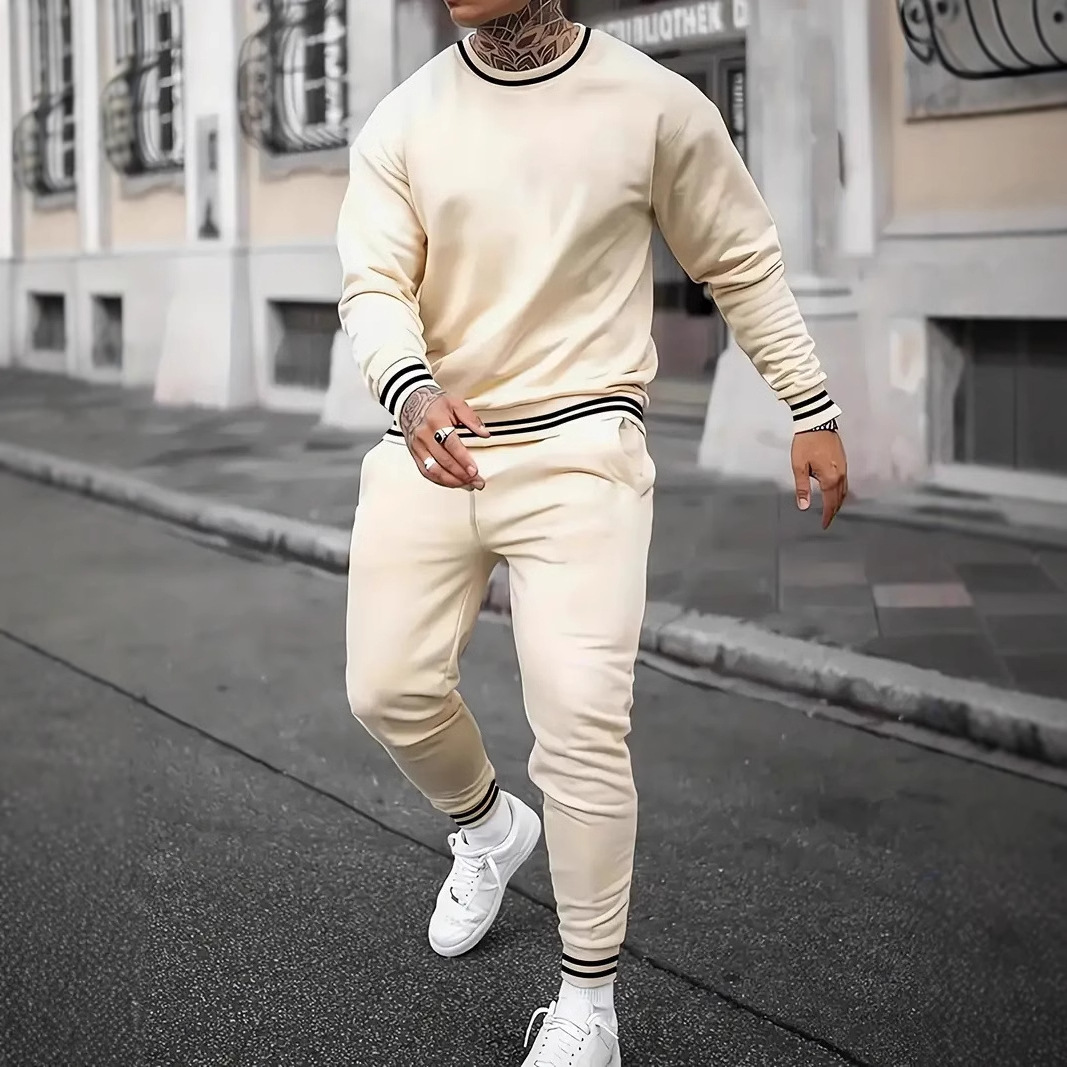 Comercio exterior transfronterizo Europa y América 3D impresión digital retro cuello redondo suéter pantalones traje ME1-ML1