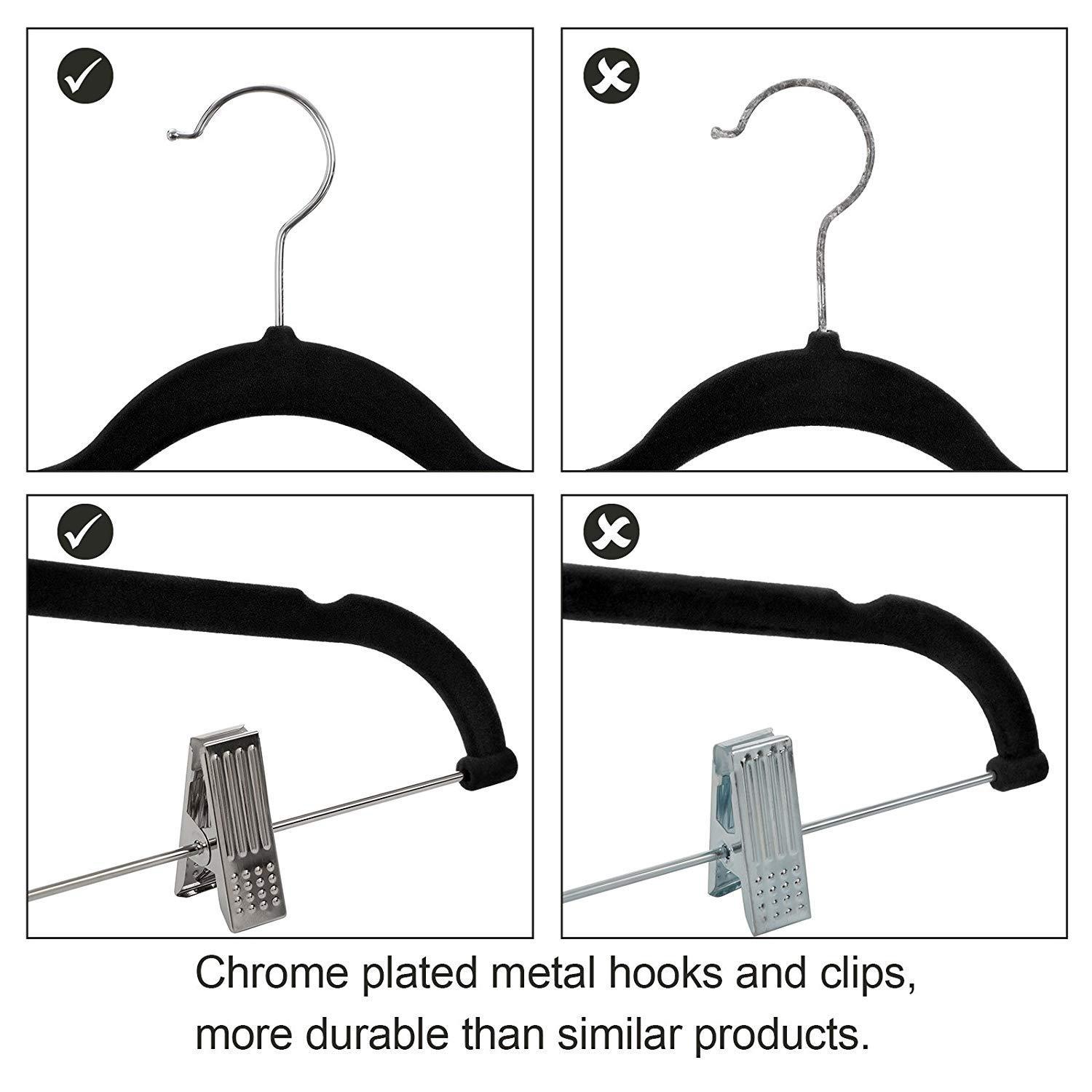 Percha de pantalones para adultos percha de flocado con clip de plástico antideslizante tienda de ropa percha de secado percha de plástico al por mayor