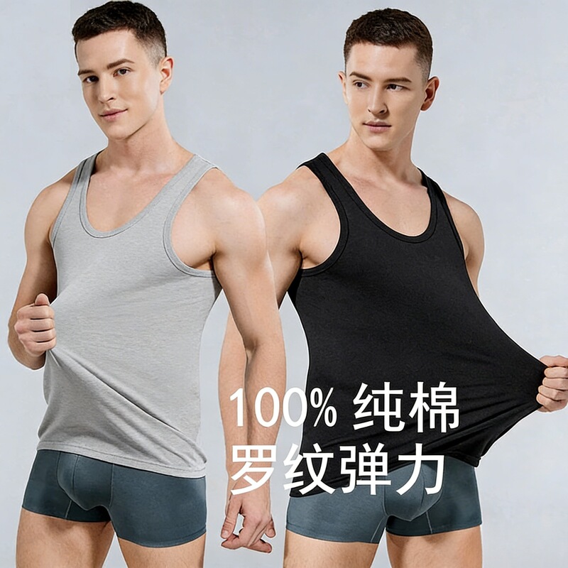 Xiao Langjun Pure Cotton Vest Summer Sleeveless Men's Casual Elastic Vest Men's Summer All-Cotton Multicolor Vest