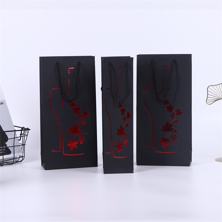 烫金广告礼品红酒纸袋 手提购物礼品袋 单双商场红酒包装纸袋制作
