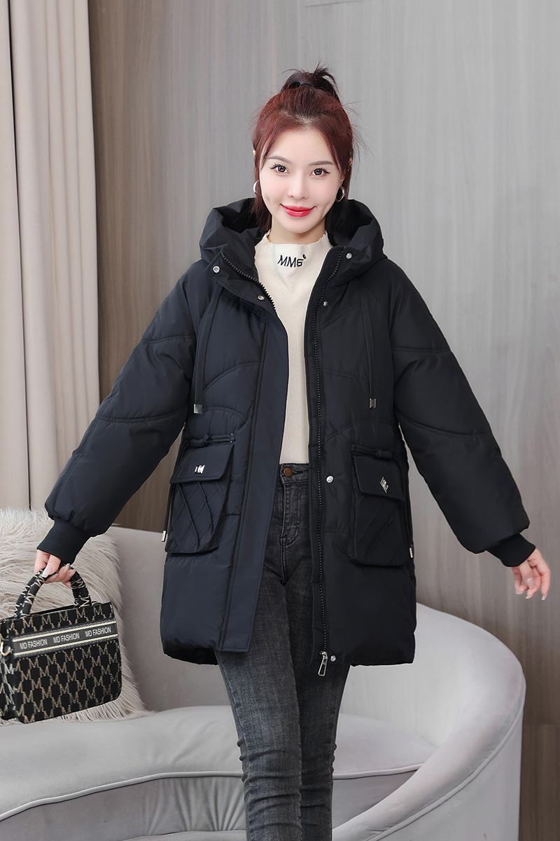 2025 nuevo otoño y invierno coreano plumón chaqueta de algodón para mujeres largo y grueso chaqueta de algodón para mujeres suelta chaqueta de pan de algodón de tamaño grande